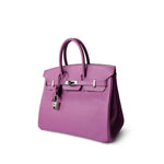 Hermes Handbag Purple Birkin 25 Cyclamen Veau Epsom Palladium Plated L Square Stamp - Redeluxe