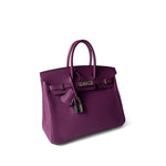 Hermes Handbag Purple Birkin 25 Cyclamen Veau Epsom Palladium Plated L Square Stamp - Redeluxe