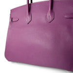 Hermes Handbag Purple Birkin 25 Cyclamen Veau Epsom Palladium Plated L Square Stamp - Redeluxe