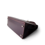 Hermes Handbag Purple Kelly Sellier 28 Plum Box Calfskin Palladium Plated [F] Stamp - Redeluxe