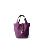 Hermes Handbag Purple Pictoin 18 Anemone Taurillon Clemence Gold Plated Z Stamp - Redeluxe