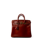 Hermes Handbag Red Birkin 32 Brique Box Calfskin Gold Plated B Square Stamp - Redeluxe