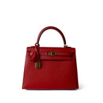 Hermes Handbag Red / Kelly Kelly Sellier 25 Rouge Casaque Epsom Gold Plated A Stamp - Redeluxe