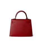 Hermes Handbag Red / Kelly Kelly Sellier 25 Rouge Casaque Epsom Gold Plated A Stamp - Redeluxe