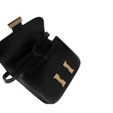 Hermes Handbag Vintage Constance 23 Black Box Calfskin Gold Plated H Circle Stamp - Redeluxe