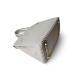 Hermes Handbag White Birkin 25 Gris Perle Togo Gold Plated B Stamp - Redeluxe