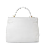 Hermes Handbag White Hermes Kelly 32 Swift White Gold Hardware F Stamp - Redeluxe