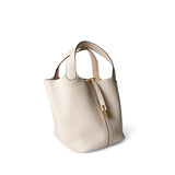 Hermes Handbag White / Picotin Picotin 22 Nata Taurillon Clemence Gold Plated Z Stamp - Redeluxe