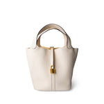 Hermes Handbag White / Picotin Picotin 22 Nata Taurillon Clemence Gold Plated Z Stamp - Redeluxe