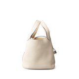 Hermes Handbag White / Picotin Picotin Lock 18 Nata Taurillon Clemence Palladium Hardware Z Stamp - Redeluxe