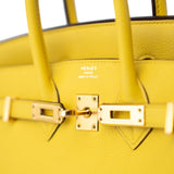 Hermes Handbag Yellow Birkin 25 Jaune de Naples Veau Taurillon Novillo Leather Gold Plated Hardware D Stamp - Redeluxe