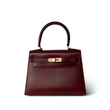 Hermes Mini Kelly 20 Rouge H Gold Plated T Circle Stamp - Redeluxe