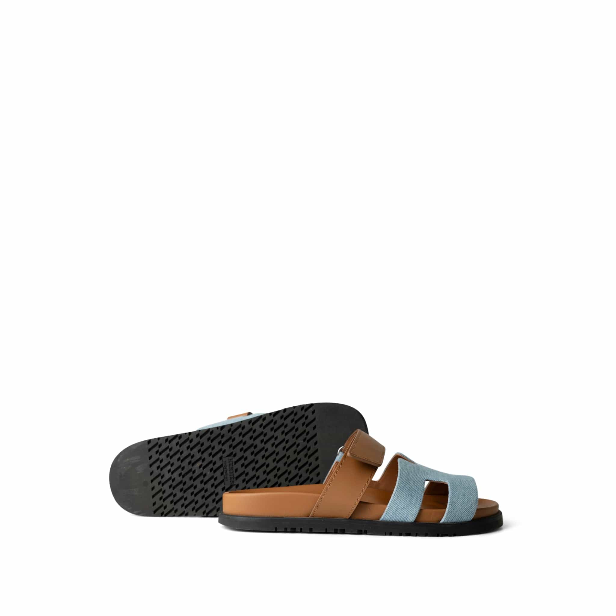 Hermes Sandals 38 / Blue Chypre Sandals Bleu Clair / Naturel (Size 38) - Redeluxe