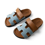 Hermes Sandals 38 / Blue Chypre Sandals Bleu Clair / Naturel (Size 38) - Redeluxe