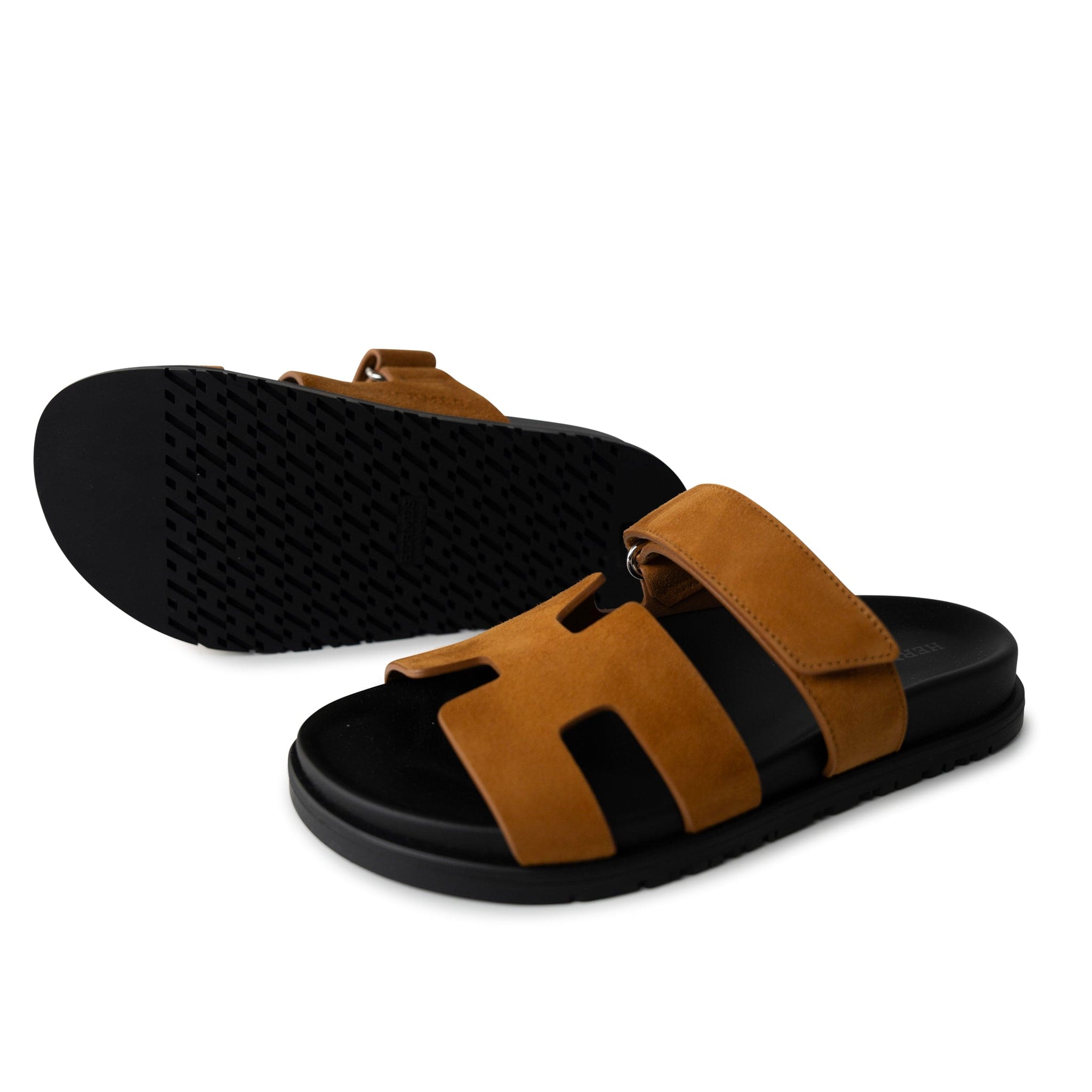 Hermes Sandals Black Chypre Sandals Black Naturel Gold Suede (Size 36) - Redeluxe