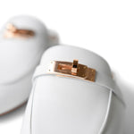 Hermes Sandals Shoes / White White Oz Mule Sandals w/ Rose Gold Kelly Buckle (38 EU / 7.5 US) - Redeluxe