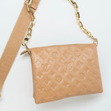 Louis Vuitton Handbag Brown Louis Vuitton Monogram Coussin PM Camel Lambskin Embossed - Redeluxe