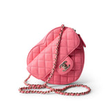 REDELUXE 22S Pink Lambskin Quilted Large Heart Bag Light Gold Hardware - Redeluxe